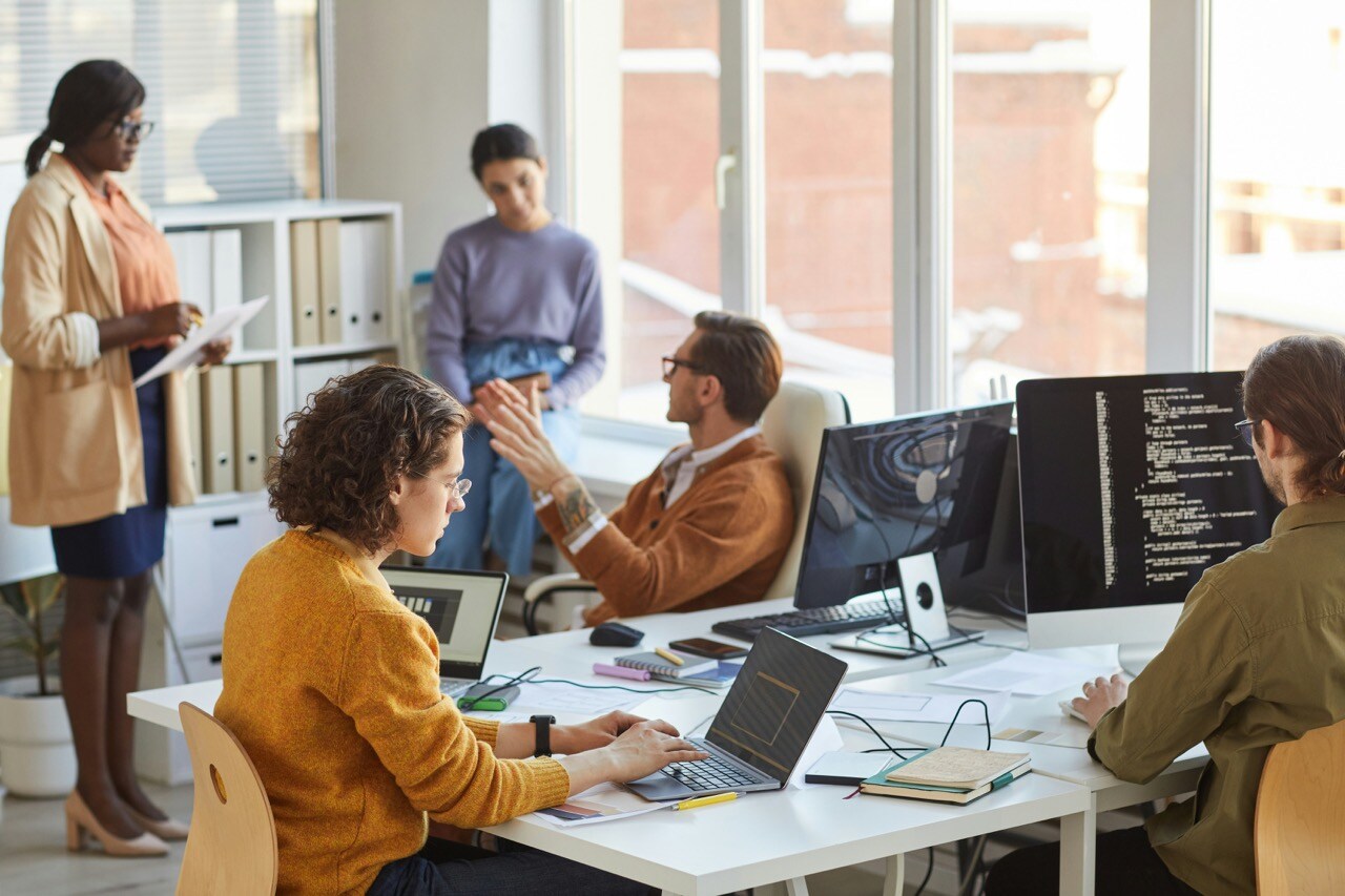 diverse team of IT professionals in office